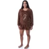 Star Wars Womens' Chewbacca Roar Sweater And Shorts Sleep Pajama Set Brown