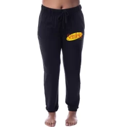 Seinfeld Womens' TV Show Logo Icon Jogger Sleep Pajama Pants Black -Cozy Nights Sales Store GUEST 23834acd d703 4e37 a29e 0f80f321e0d3
