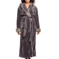 Women's Faux Fur Feather Hooded Robe, Soft Plush Fleece Bathrobe With Hood -Cozy Nights Sales Store GUEST 24e45de6 efd5 4041 9f8f eee901d00928