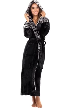 Women's Faux Fur Feather Hooded Robe, Soft Plush Fleece Bathrobe With Hood -Cozy Nights Sales Store GUEST 24fddea6 4eac 418d b8a3 72ecaa44c763