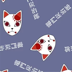 Demon Slayer Tanjiro Fox Mask Men's Blue Fog Sleep Pajama Pants