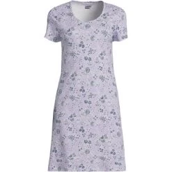 Lands' End Women's Cotton Short Sleeve Knee Length Nightgown -Cozy Nights Sales Store GUEST 292f665d d05c 423e 8f8e de7ecee64601