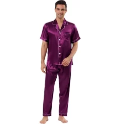 Lars Amadeus Men's Satin Pajama Sets Sleepwear Short Sleeves Button Down Night Wear Set -Cozy Nights Sales Store GUEST 29931172 e443 4aa1 92f9 c73d394ca14d