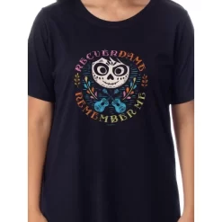 Disney Womens' Coco Movie Film Remember Me Nightgown Sleep Pajama Shirt Black