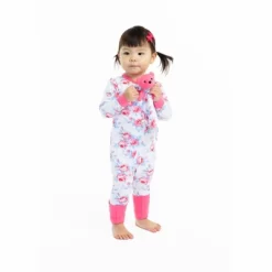 Sleep On It Infant Girls English Rose Zip-Front Coverall Pajama