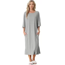 Cheibear Womens Sleepshirt Nightshirt 3/4 Sleeve Nightgown Sleep Shirt Dress -Cozy Nights Sales Store GUEST 29dddfad 3baa 4470 8285 119f496247bf