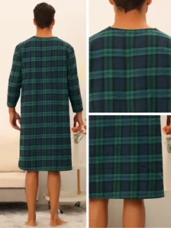 Lars Amadeus Men's V Neck Button Checked Nightshirts Pajamas -Cozy Nights Sales Store GUEST 2a482bf7 441f 438f a339 1acdb2b6d284