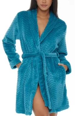 Women's Warm Soft Plush Fleece Bathrobe, Knee Length Robe, Chevrons -Cozy Nights Sales Store GUEST 2aece7b7 69f9 4372 ac6e a58f1eb9aadd
