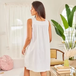 Women's Cotton Victorian Nightgown, Hannah Sleeveless Lace Trimmed Button Up Short Vintage Night Dress Gown -Cozy Nights Sales Store GUEST 2b1b6b74 cbc2 46d2 bc1f 056cbeebad38