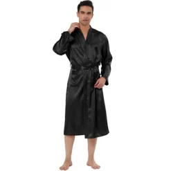 Lars Amadeus Mens Satin Robe Sleep Solid Nightdress Long Sleeve Sleepwear Pajama Dress Bathrobe -Cozy Nights Sales Store GUEST 2b38819a 5cb2 4363 b79a 429565406b5b