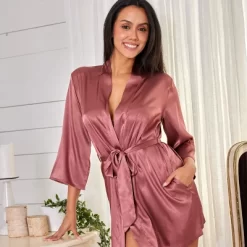 Women's Short Satin Lounge Robe, Silk Like Loungewear -Cozy Nights Sales Store GUEST 2b4f31d8 70be 41bf b7f4 6c2fde284a25