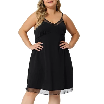 Agnes Orinda Women's Plus Size V Neck Spaghetti Strap Adjustable Mesh Panel Hem Sleeveles Lace Trim Nightgown 1 Agnes Orinda Women's Plus Size V Neck Spaghetti Strap Adjustable Mesh Panel Hem Sleeveles Lace Trim Nightgown