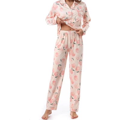 Cheibear Women's Sleepwear Loungewear Cute Print With Pants Soft Long Sleeve Pajama Set 2 Cheibear Women's Sleepwear Loungewear Cute Print With Pants Soft Long Sleeve Pajama Set - Image 2