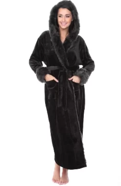 Women's Faux Fur Feather Hooded Robe, Soft Plush Fleece Bathrobe With Hood -Cozy Nights Sales Store GUEST 2dae79c7 e118 4381 a739 21f2ad69d366