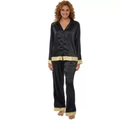 Women's Classic Satin Pajamas Lounge Set, Long Sleeve Top And Pants With Pockets, Silk Like PJs -Cozy Nights Sales Store GUEST 2e6e67ec 6b9d 4f83 83f9 9271177e415e