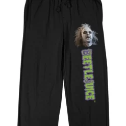 Beetlejuice Betelgeuse Face & Logo Men's Black Sleep Pajama Pants