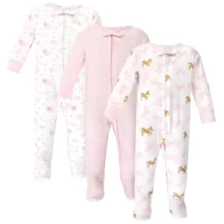 Yoga Sprout Baby Girl Cottton Zipper Sleep And Play 3pk, Unicorn