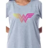 DC Comics Womens' Wonder Woman Superhero Nightgown Sleep Pajama Shirt Grey