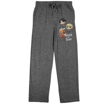 Attack On Titan Chibi Character Art Men's Graphite Heather Sleep Pajama Pants 2 Attack On Titan Chibi Character Art Men's Graphite Heather Sleep Pajama Pants - Image 2