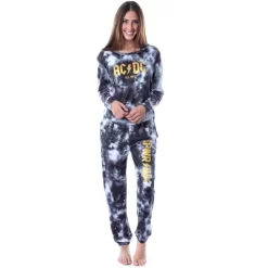 ACDC 1973 Logo Long Sleeve Womens' Rock Band Tie Dye Lounge Jogger PJ Set Black -Cozy Nights Sales Store GUEST 312e5b0a 17e5 40ad b2bb 82107c1e50bc