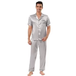 Lars Amadeus Men's Satin Pajama Sets Sleepwear Short Sleeves Button Down Night Wear Set -Cozy Nights Sales Store GUEST 315e0ad2 18dd 4869 a208 1208beb07067