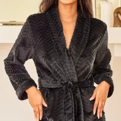 Women's Warm Soft Plush Fleece Bathrobe, Knee Length Robe, Chevrons -Cozy Nights Sales Store GUEST 315e9a2c 5f67 41bc 902c c167519e7967