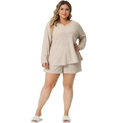 Agnes Orinda Women's Plus Size Waffle Long Sleeve Comfortable 2 Pieces Pajama Sets 2 Agnes Orinda Women's Plus Size Waffle Long Sleeve Comfortable 2 Pieces Pajama Sets - Image 2