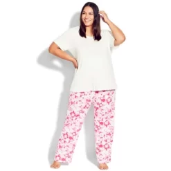 Women's Plus Size Print Full Length Sleep Pant - Pink | AVENUE