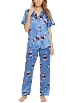 Cheibear Womens 2pcs Floral Button Down Pajama Set Nightwear Sleepwear -Cozy Nights Sales Store GUEST 32882748 2430 4316 ad03 8c5ca8fbf410