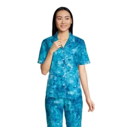 Lands' End Women's Short Sleeve Cotton Poplin Pajama Shirt -Cozy Nights Sales Store GUEST 33bc8560 d9d6 4366 b21c 0be0f0404cae