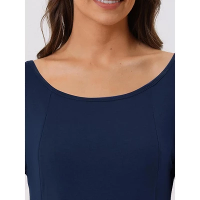 Cheibear Womens Casual Round Neck Maternity Long Sleeve Loungewear Dress With Pockets 3 Cheibear Womens Casual Round Neck Maternity Long Sleeve Loungewear Dress With Pockets - Image 3