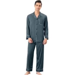 Lars Amadeus Men's Long Sleeves Night Shirt And Pants Satin Pajama Set -Cozy Nights Sales Store GUEST 34d9d24f 472e 455d 95f0 6ec98c8c3f81