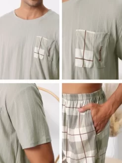 Cheibear Men's Sleepwear Short Sleeve T-Shirt With Shorts Plaid Couple Pajama Sets -Cozy Nights Sales Store GUEST 352ec46f 5613 4375 ba34 1d32f1c6fc95