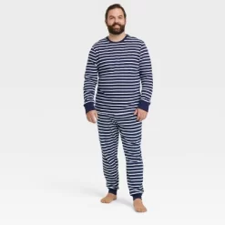 Men's Striped 100% Cotton Matching Family Pajama Set - Navy -Cozy Nights Sales Store GUEST 35df1922 dc3a 419d 8133 33232b8497d3