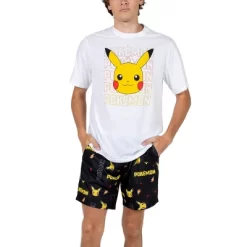 Pokemon Pikachu Big Face Men's Crew Neck Short Sleeve Tee & Sleep Pajama Shorts Combo Set -Cozy Nights Sales Store GUEST 3663100d de2d 47f8 8a4e 3fe6689a4e00