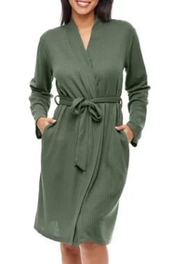 Women's Soft Ribbed Waffle Rib Knit Wrap Robe With Pockets, Lightweight Bathrobe -Cozy Nights Sales Store GUEST 378dc9d2 2633 48bc 8c77 c608e9bb9a1f
