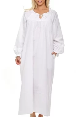 Women's Cotton Victorian Poet's Nightgown With Pockets, Juliet Long Sleeve Lace Trim Front Tie Long Vintage Night Dress Gown -Cozy Nights Sales Store GUEST 394684e7 61ab 41f7 bb10 47f518c313dd
