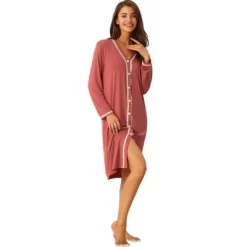 Cheibear Womens Button Down V Neck Long Sleeve Pajama Nightshirt Dress -Cozy Nights Sales Store GUEST 3bf41ea3 30b6 45b8 8582 5cdb77a7540b