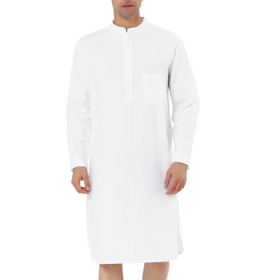 Lars Amadeus Men's Nightshirt Sleep Shirt Banded Collar Henley Shirt Pajamas Nightgown 6 Lars Amadeus Men's Nightshirt Sleep Shirt Banded Collar Henley Shirt Pajamas Nightgown - Image 6