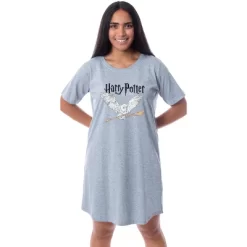 Harry Potter Womens' Wizarding World Broomstick Nightgown Pajama Shirt Grey 5 Harry Potter Womens' Wizarding World Broomstick Nightgown Pajama Shirt Grey -Cozy Nights Sales Store GUEST 3c9c3c0a 3630 458f 9755 dd7a7680c513
