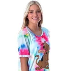 Scooby-Doo Women's Cartoon Graphic Tie Dye Nightgown Sleep Shirt Pajama Multicolored
