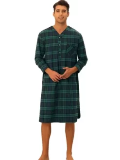 Lars Amadeus Men's V Neck Button Checked Nightshirts Pajamas -Cozy Nights Sales Store GUEST 3f4e667b d70b 40a2 ae49 48b1fb1cf1b7