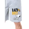 Peanuts Mens' Snoopy Woodstock Lazy Days Character Sleep Pajama Shorts Grey