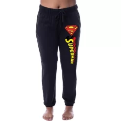 DC Comics Womens' Superman Logo Icon Classic Jogger Sleep Pajama Pants Black -Cozy Nights Sales Store GUEST 401954c3 d7e8 4e20 a304 a4b7aeb0afb8