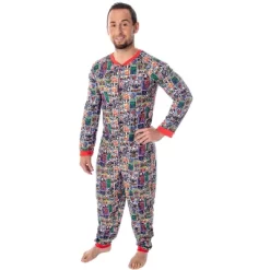 Marvel Unisex Adult Comic Character Grid Print One Piece Pajama Union Suit Multi -Cozy Nights Sales Store GUEST 408a24d3 b1e3 4caf 919f b370c679bf02