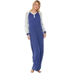 Women's Soft Knit Nightgown, Full Length Long Henley Night Shirt Pajama Top With Pockets -Cozy Nights Sales Store GUEST 41212978 5126 47e9 8bf1 ebea231df6e8