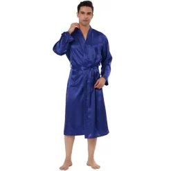 Lars Amadeus Mens Satin Robe Sleep Solid Nightdress Long Sleeve Sleepwear Pajama Dress Bathrobe -Cozy Nights Sales Store GUEST 416a01c3 ce22 48f1 85ed 5de0d16e68cb