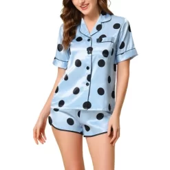 Cheibear Women's Silky Satin Polka Dots Nightwear With Shorts Lounge Set -Cozy Nights Sales Store GUEST 42a54bae 866d 4cea b30a 2c5d765d13b5