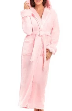 Women's Faux Fur Feather Hooded Robe, Soft Plush Fleece Bathrobe With Hood -Cozy Nights Sales Store GUEST 42ec8ae9 7933 4012 8b17 7cdf9b09a281