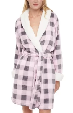 Women's Classic Plush Robe, Short Fleece Bathrobe Prints -Cozy Nights Sales Store GUEST 44310cd9 5ae9 4af5 a8da aefa40a8a466